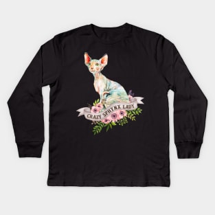 Crazy Sphynx Lady Kids Long Sleeve T-Shirt